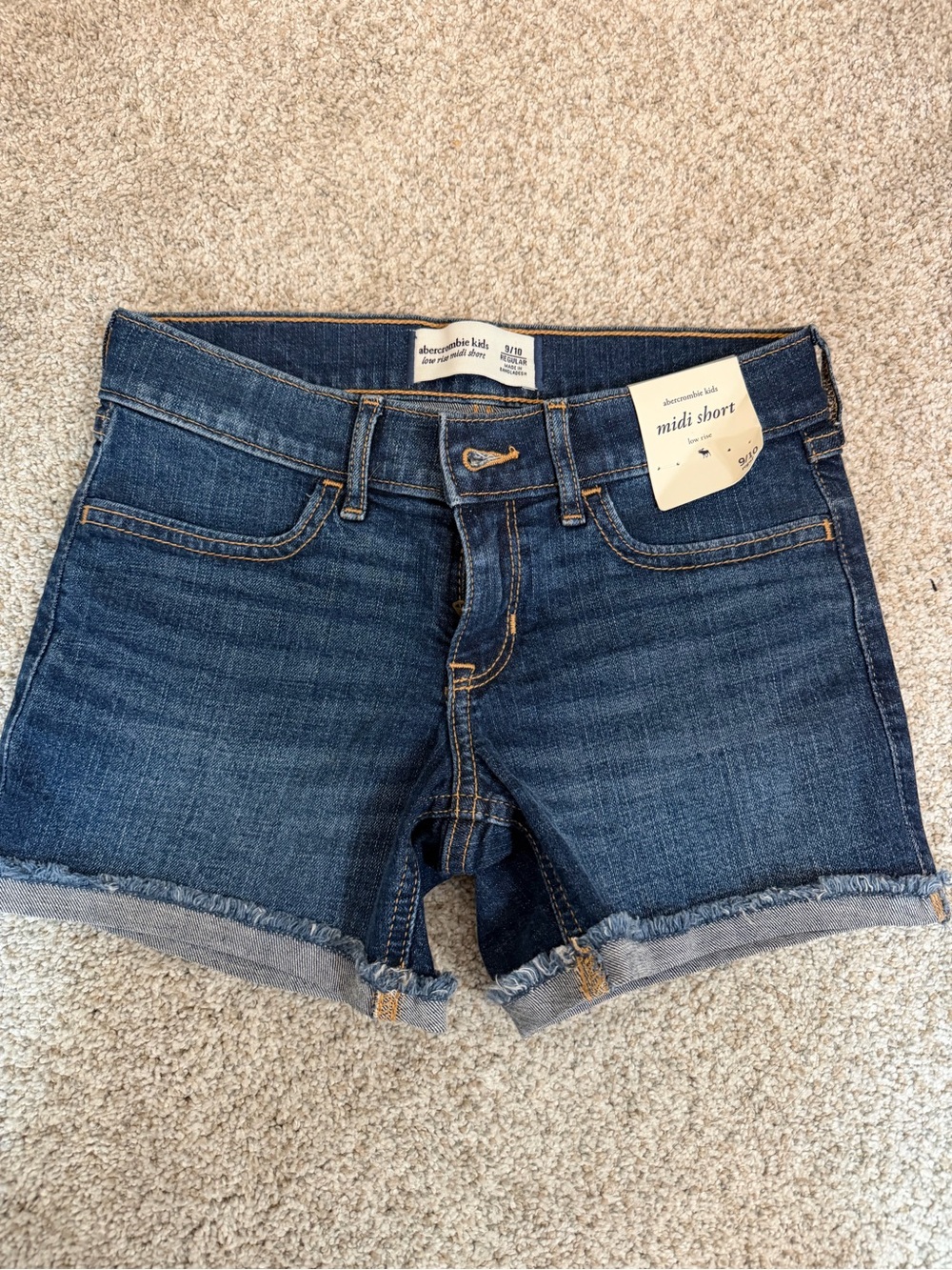 abercrombie kids Dark Blue Denim Midi Shorts